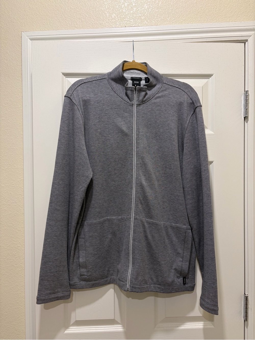 EUC Hugo Boss Light Gray Regular Fit Sweatshirt Jacket Cardigan